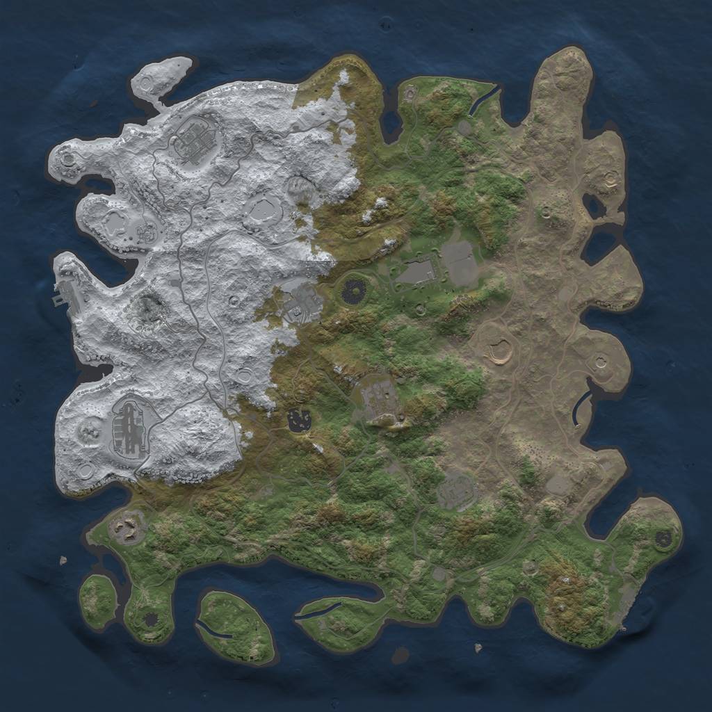 Rust Map: Procedural Map, Size: 4250, Seed: 1438623, 18 Monuments