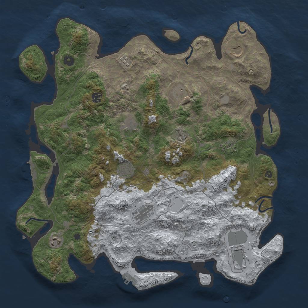 Rust Map: Procedural Map, Size: 4250, Seed: 2302271, 19 Monuments