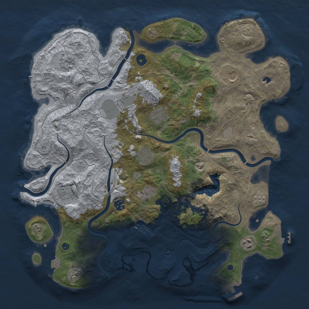 Rust Map: Procedural Map, Size: 4250, Seed: 6166087, 16 Monuments