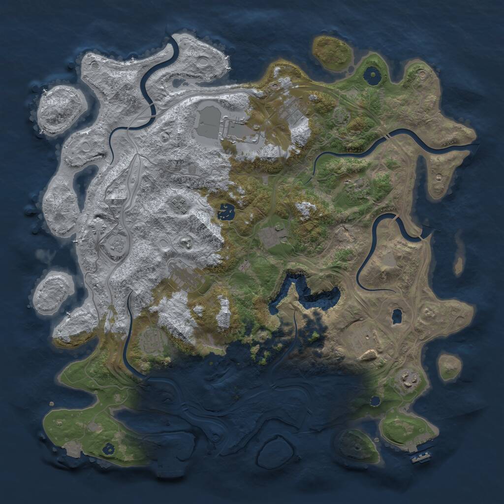 Rust Map: Procedural Map, Size: 4250, Seed: 4587116, 16 Monuments