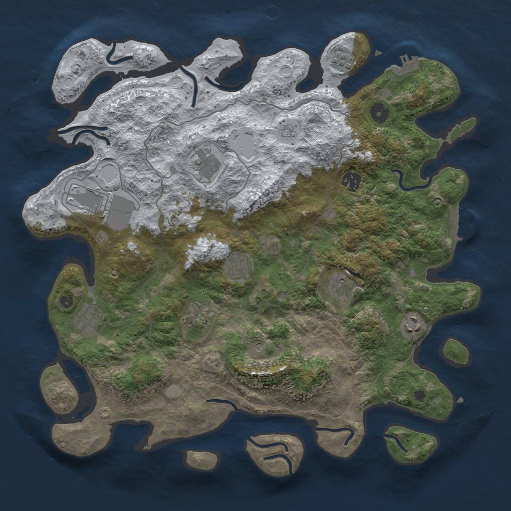 Rust Map: Procedural Map, Size: 4000, Seed: 888, 18 Monuments