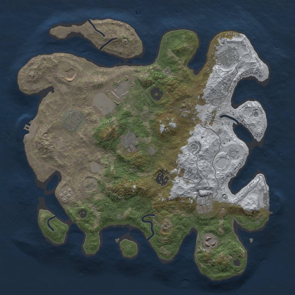 Rust Map: Procedural Map, Size: 3500, Seed: 739388643, 19 Monuments