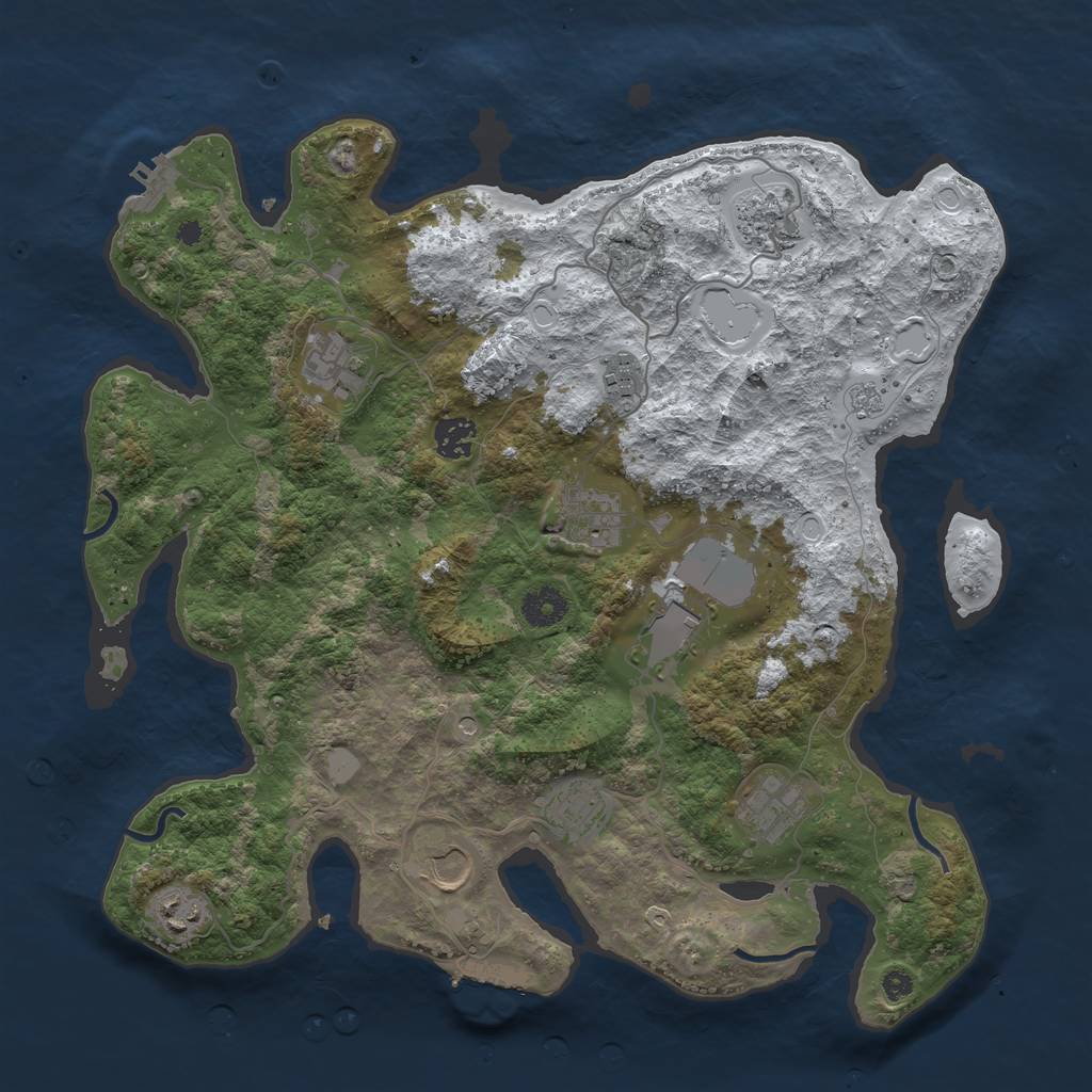 Rust Map: Procedural Map, Size: 3800, Seed: 524284823, 19 Monuments
