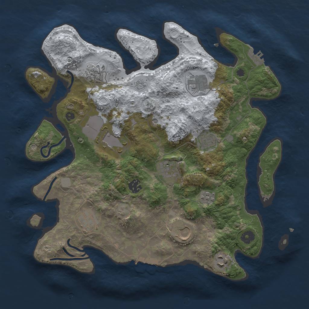 Rust Map: Procedural Map, Size: 3500, Seed: 668702474, 19 Monuments