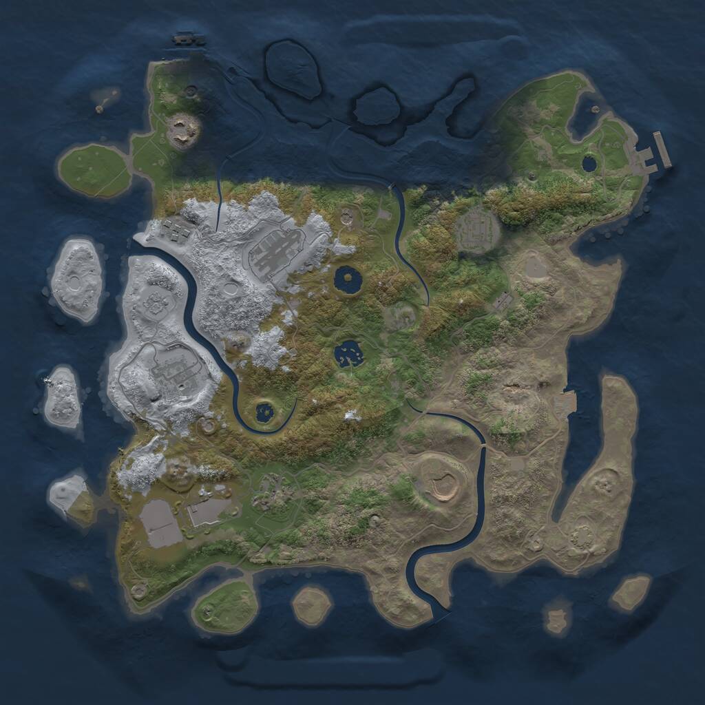 Rust Map: Procedural Map, Size: 3800, Seed: 14423, 15 Monuments