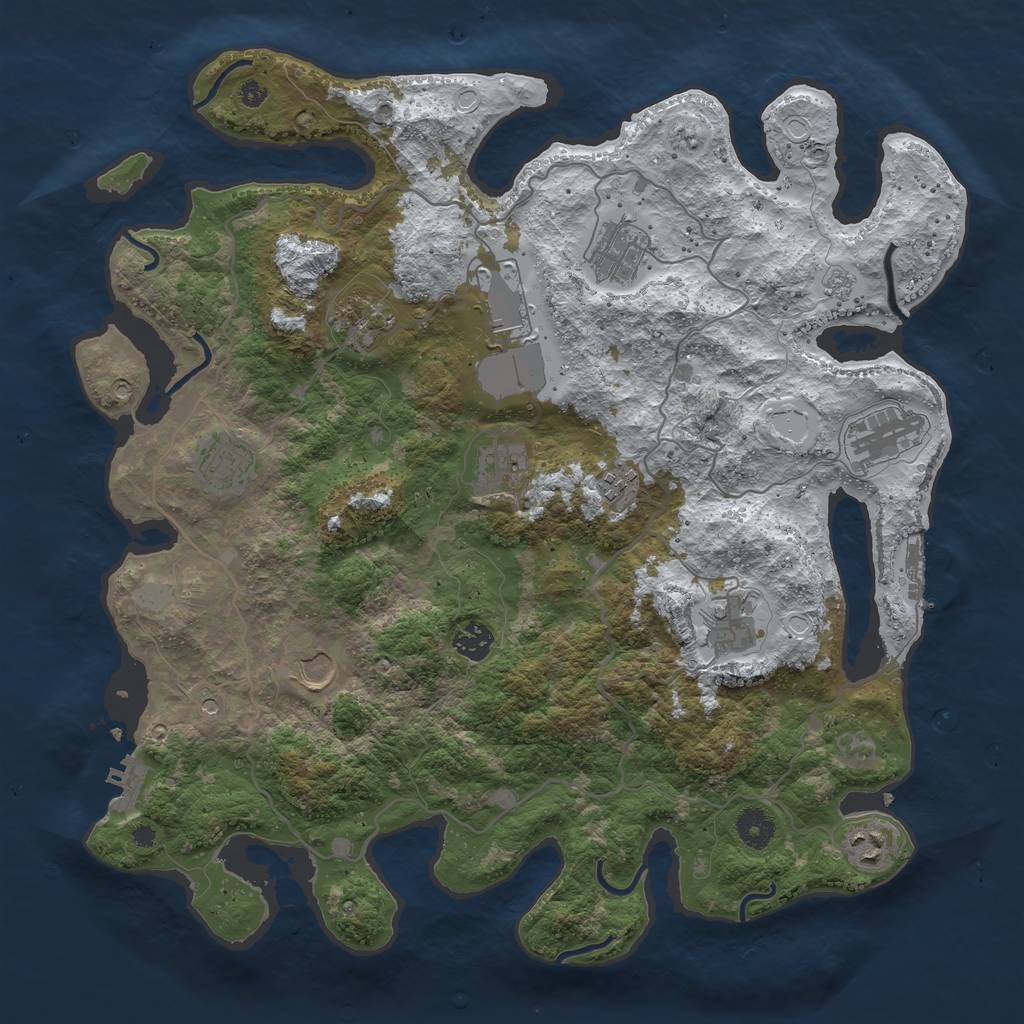 Rust Map: Procedural Map, Size: 4000, Seed: 2134525724, 20 Monuments