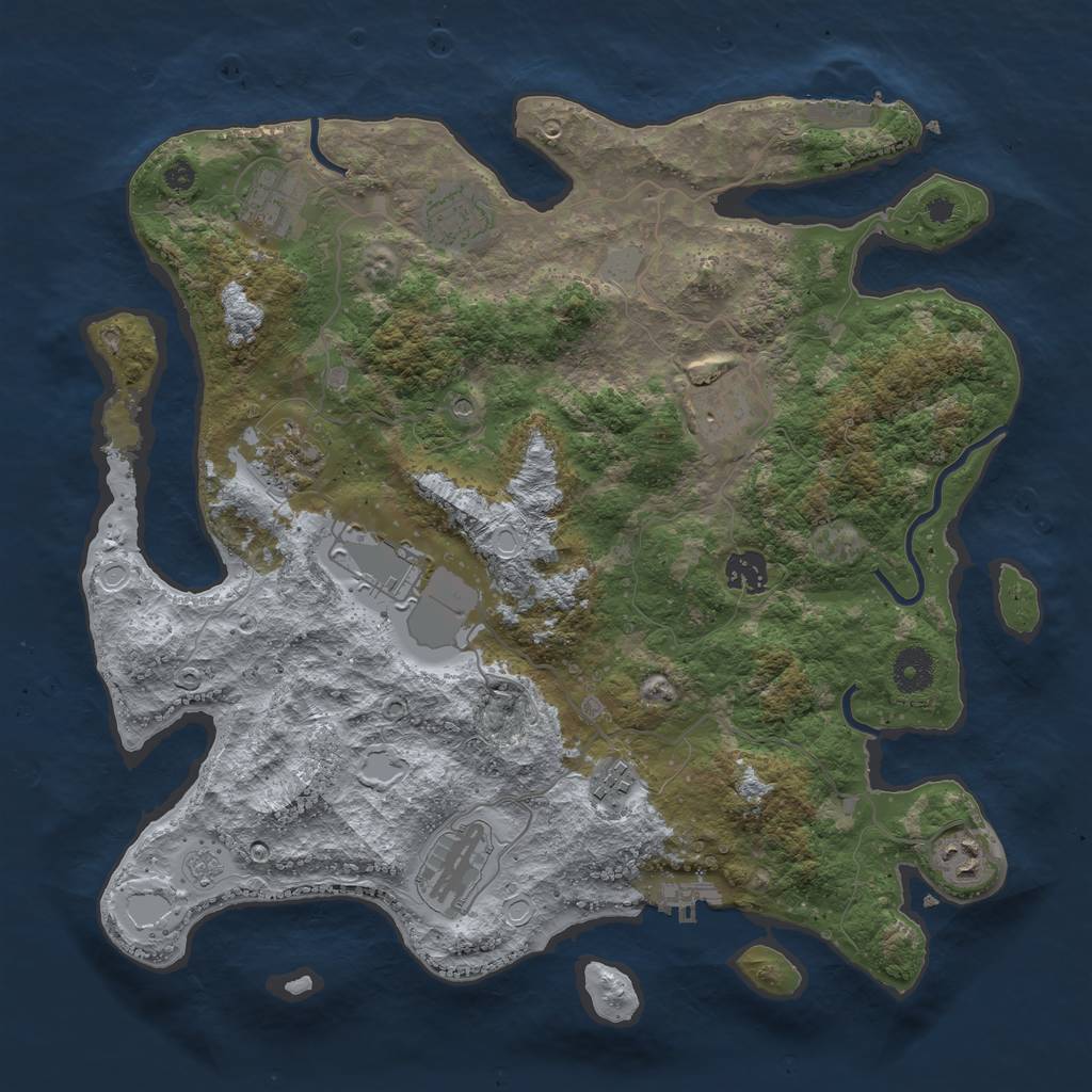 Rust Map: Procedural Map, Size: 3750, Seed: 463513, 18 Monuments