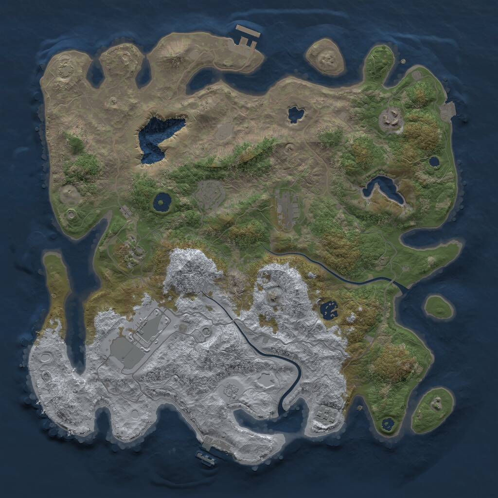 Rust Map: Procedural Map, Size: 4000, Seed: 64542, 13 Monuments