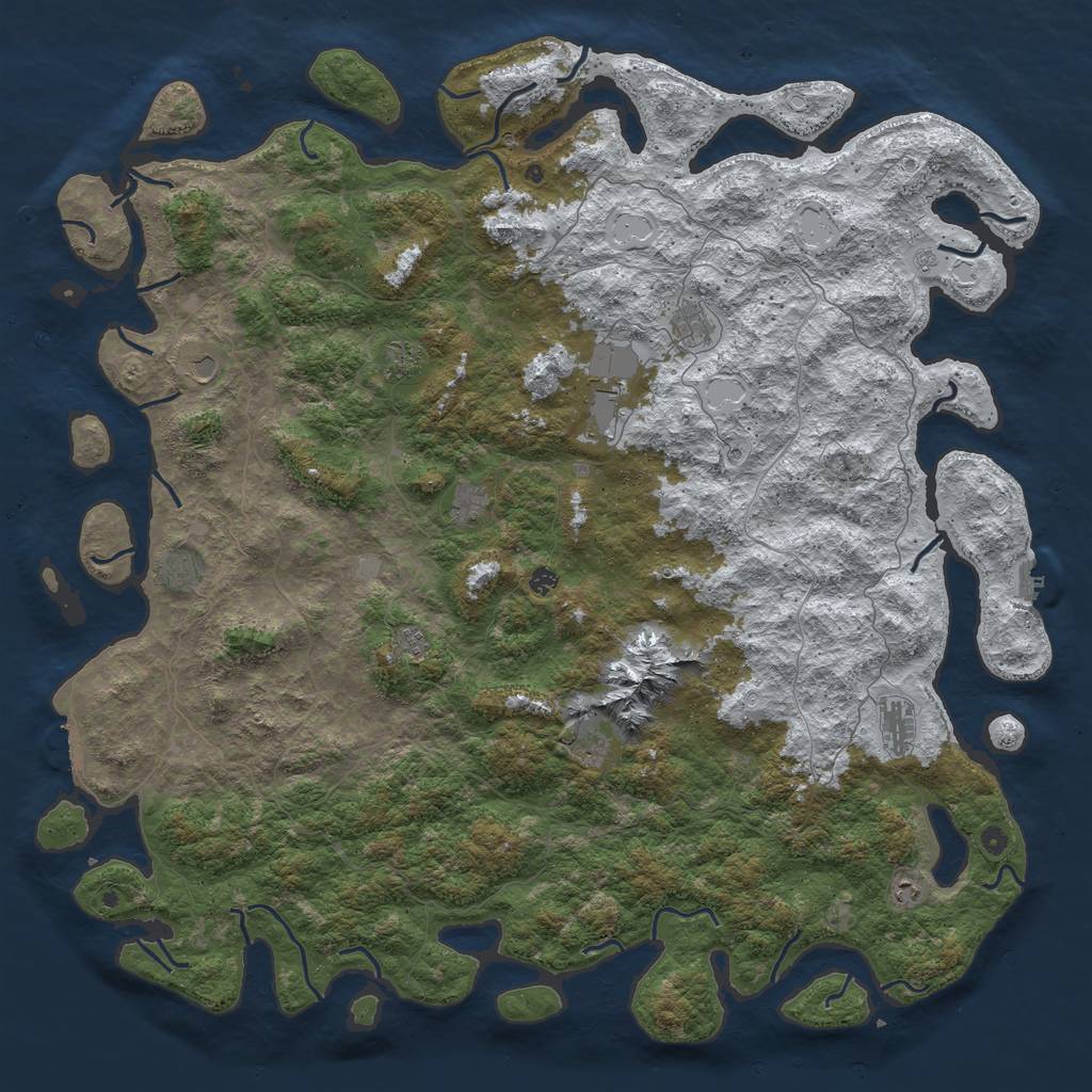 Rust Map: Procedural Map, Size: 6000, Seed: 398132, 20 Monuments