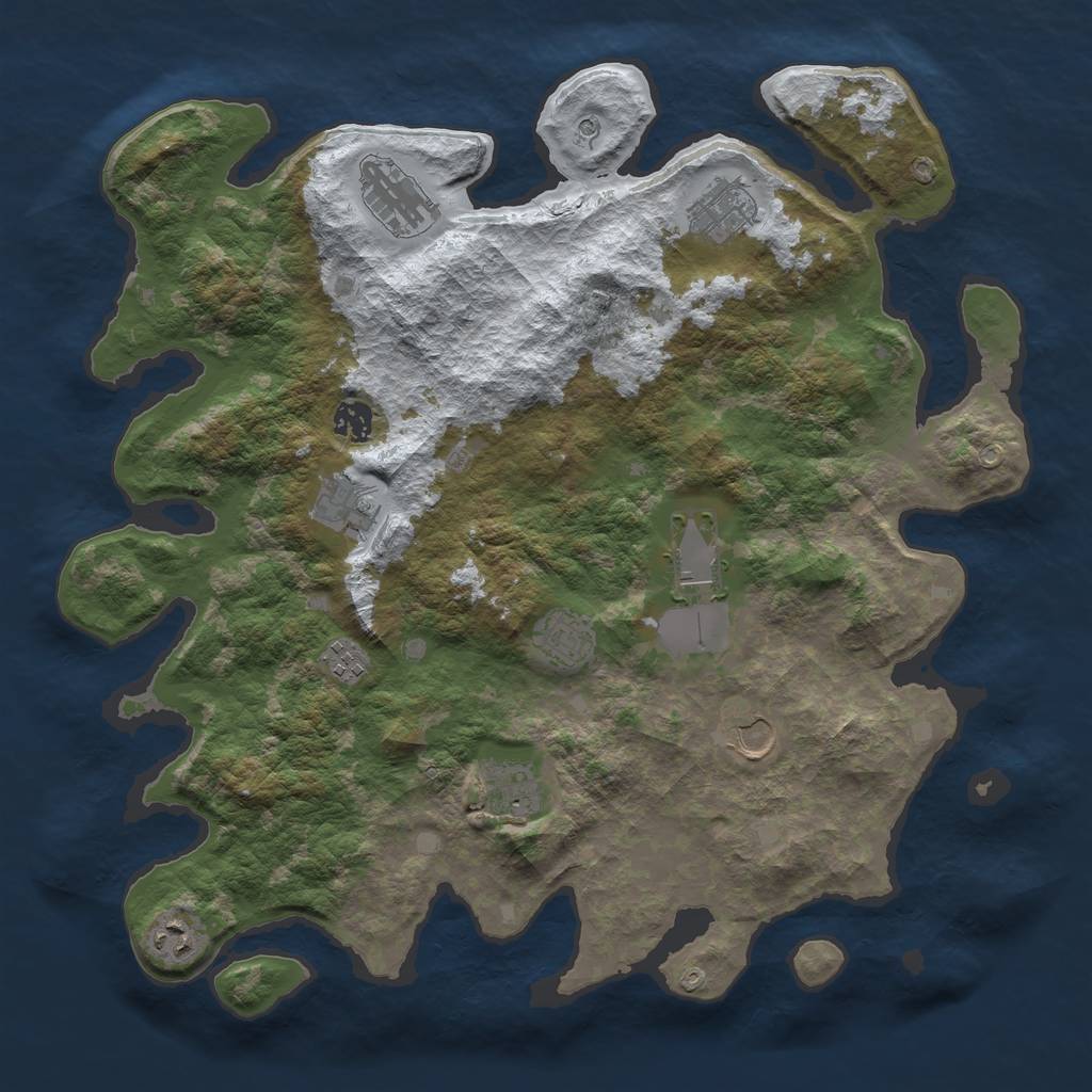 Rust Map: Barren, Size: 4000, Seed: 156, 13 Monuments