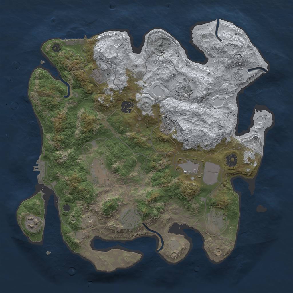Rust Map: Procedural Map, Size: 3500, Seed: 6412504, 18 Monuments