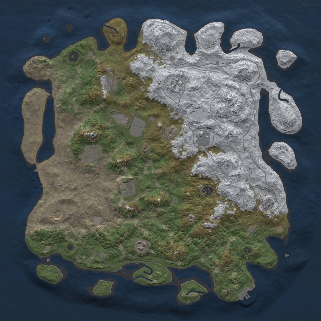 Rust Map: Procedural Map, Size: 4500, Seed: 6330521, 19 Monuments