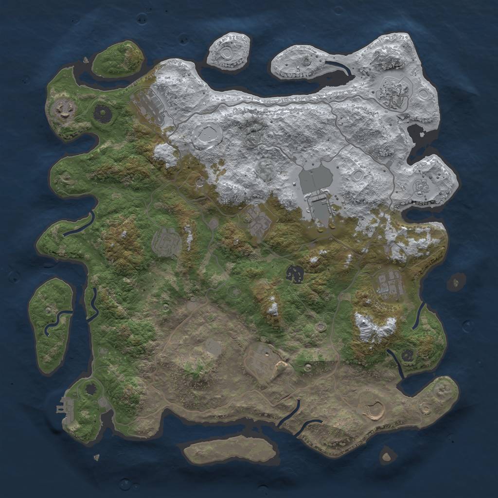 Rust Map: Procedural Map, Size: 4000, Seed: 47000, 18 Monuments