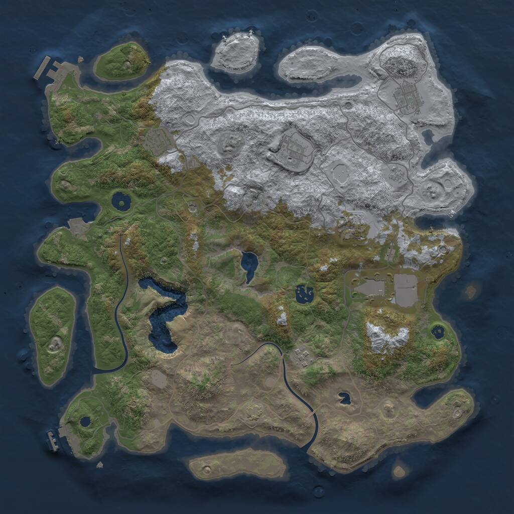 Rust Map: Procedural Map, Size: 4000, Seed: 47000, 13 Monuments