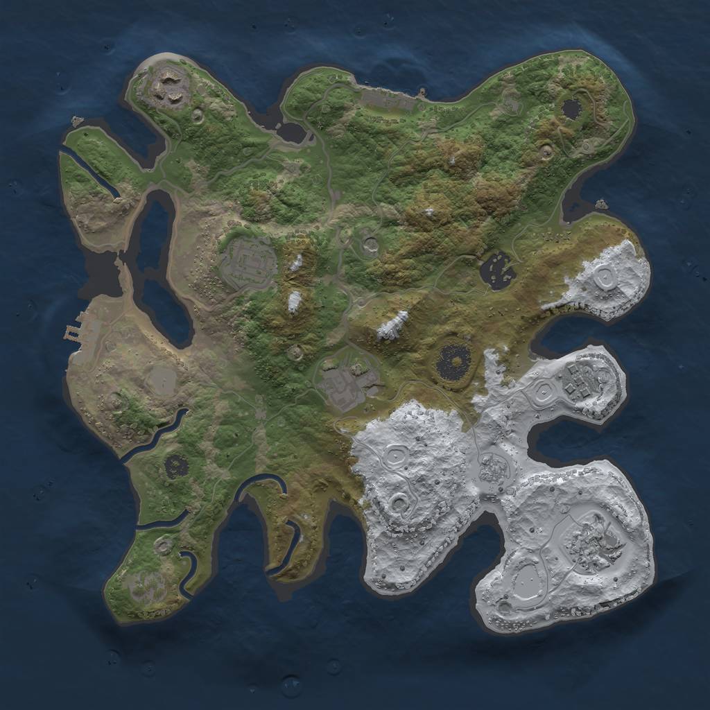 Rust Map: Procedural Map, Size: 3000, Seed: 2036664887, 15 Monuments