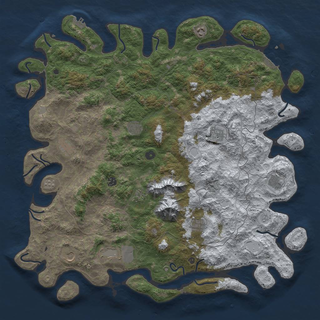 Rust Map: Procedural Map, Size: 5000, Seed: 411567891, 20 Monuments