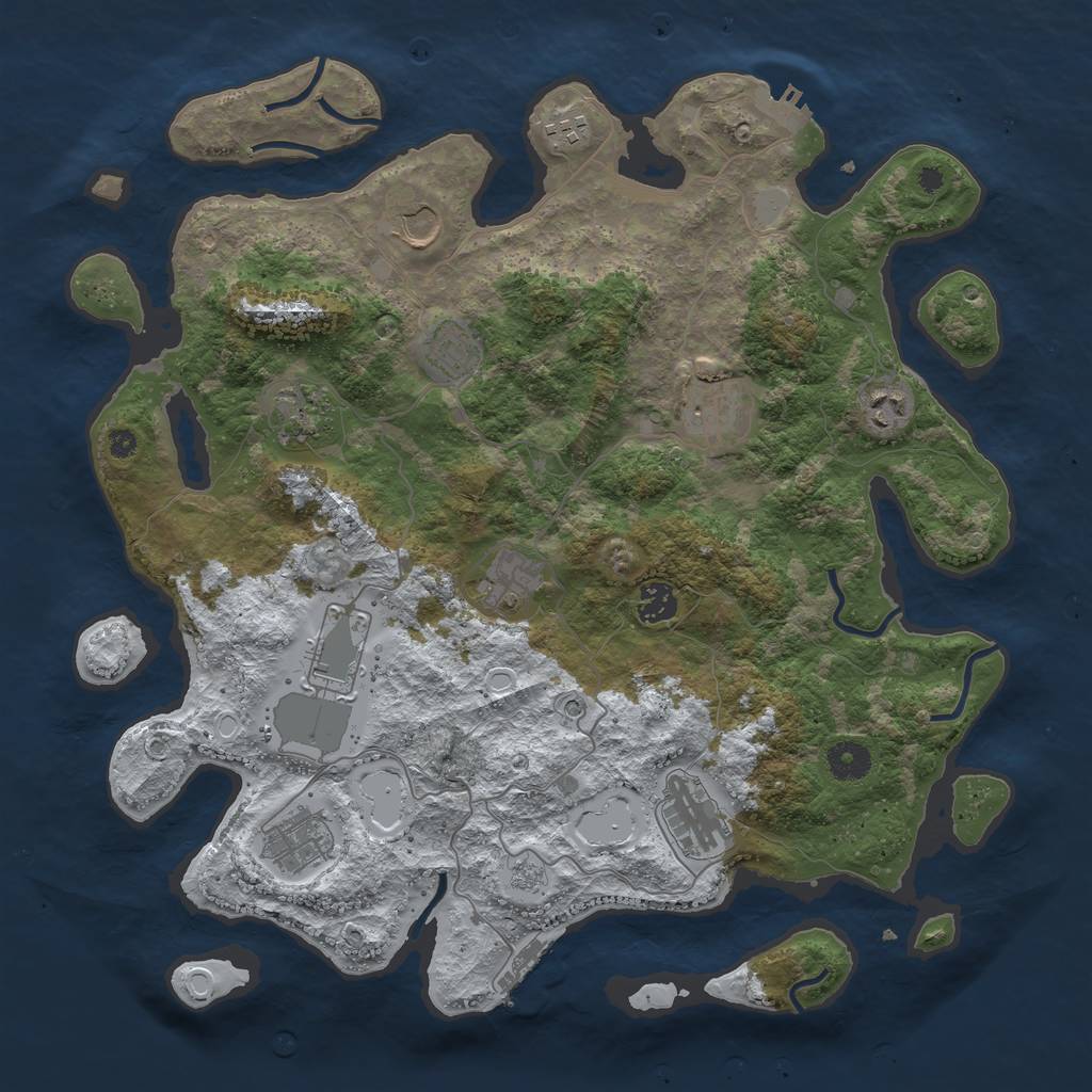 Rust Map: Procedural Map, Size: 3950, Seed: 1587554631, 20 Monuments