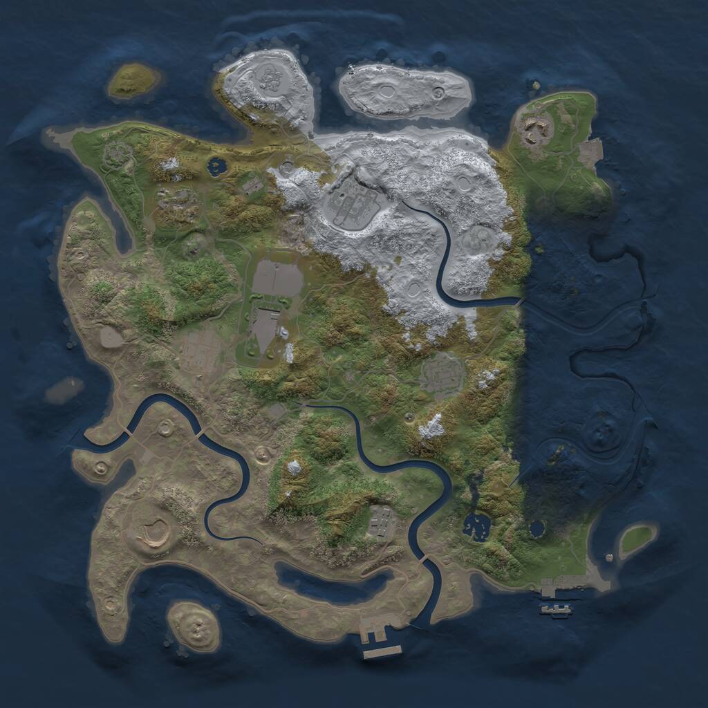 Rust Map: Procedural Map, Size: 3750, Seed: 90912518, 15 Monuments