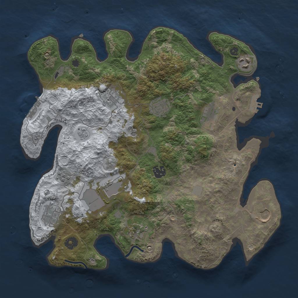 Rust Map: Procedural Map, Size: 3500, Seed: 4872278, 19 Monuments