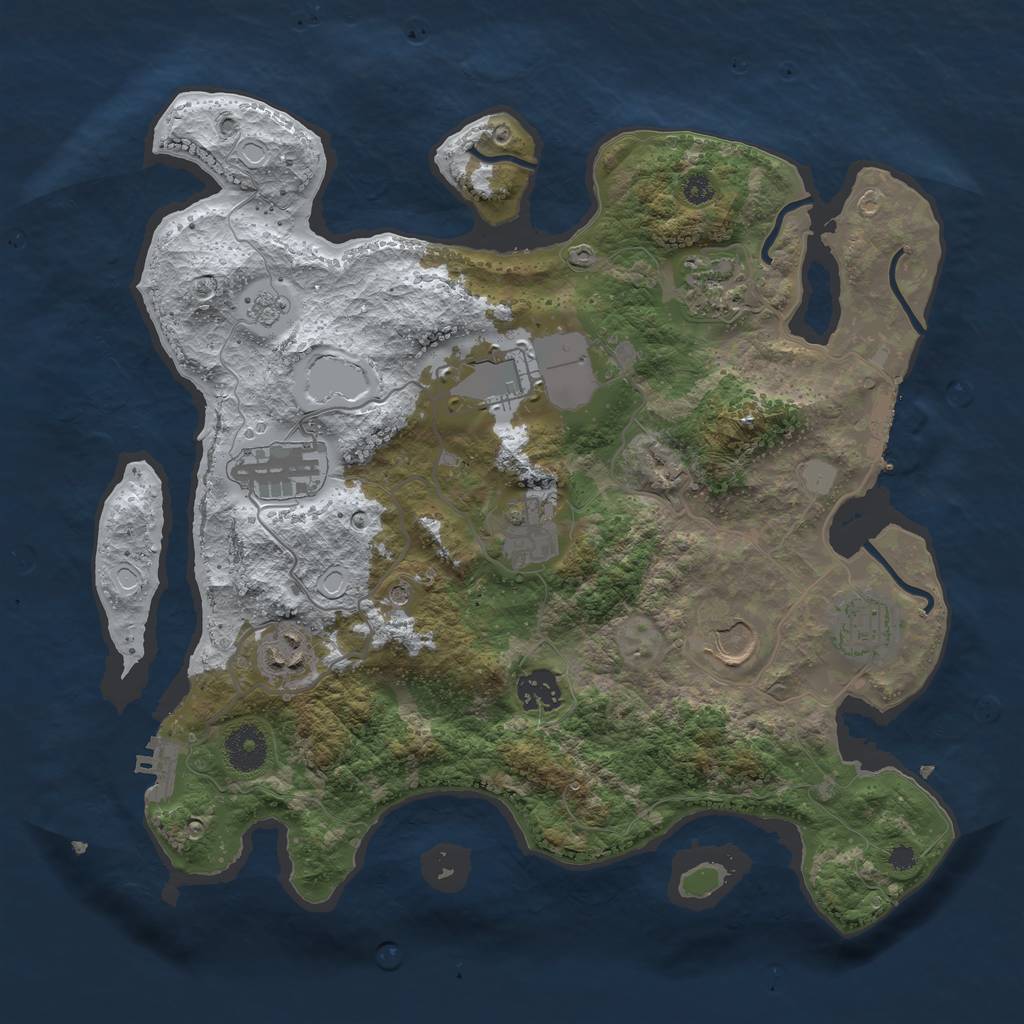 Rust Map: Procedural Map, Size: 3500, Seed: 54345312, 17 Monuments