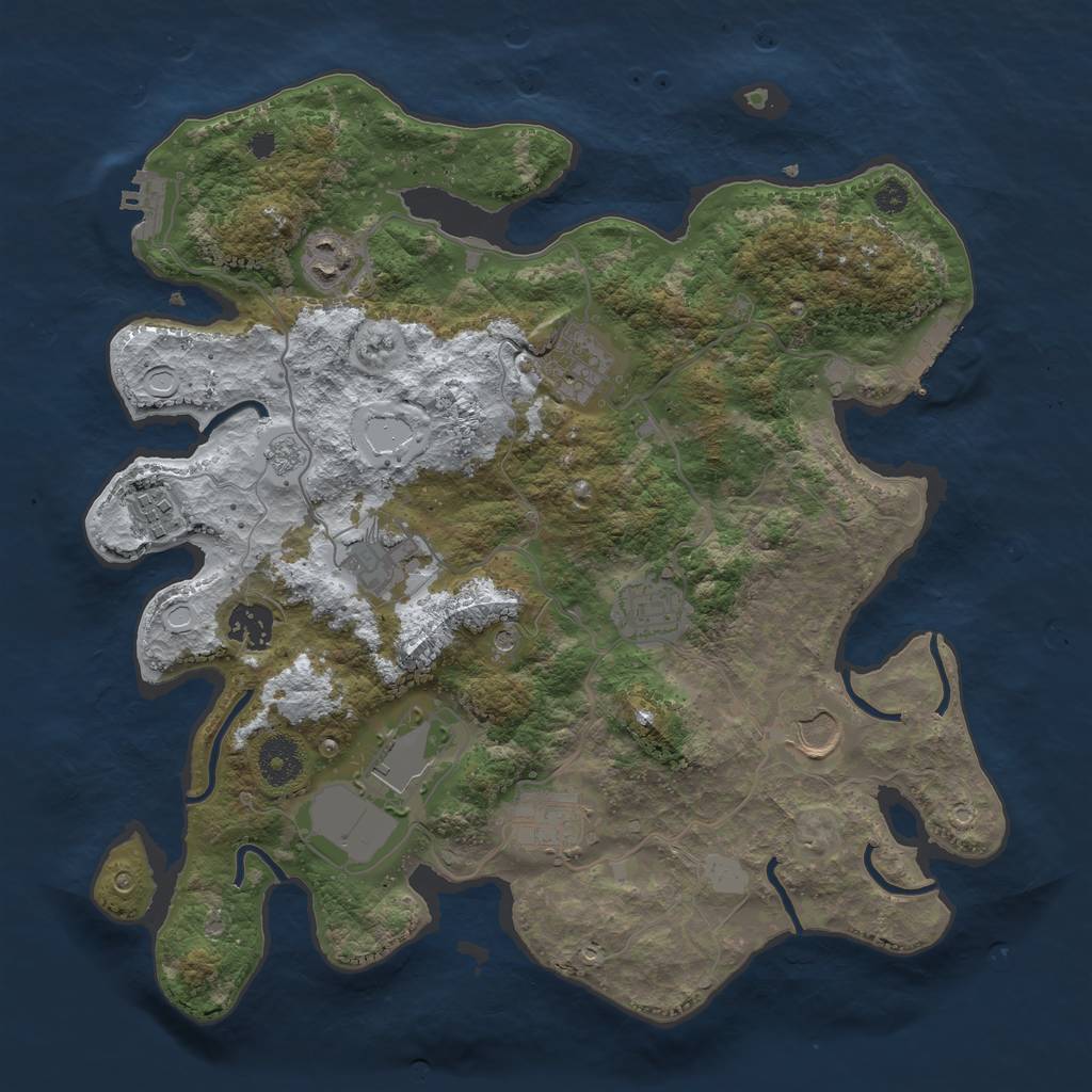 Rust Map: Procedural Map, Size: 3500, Seed: 255836203, 18 Monuments