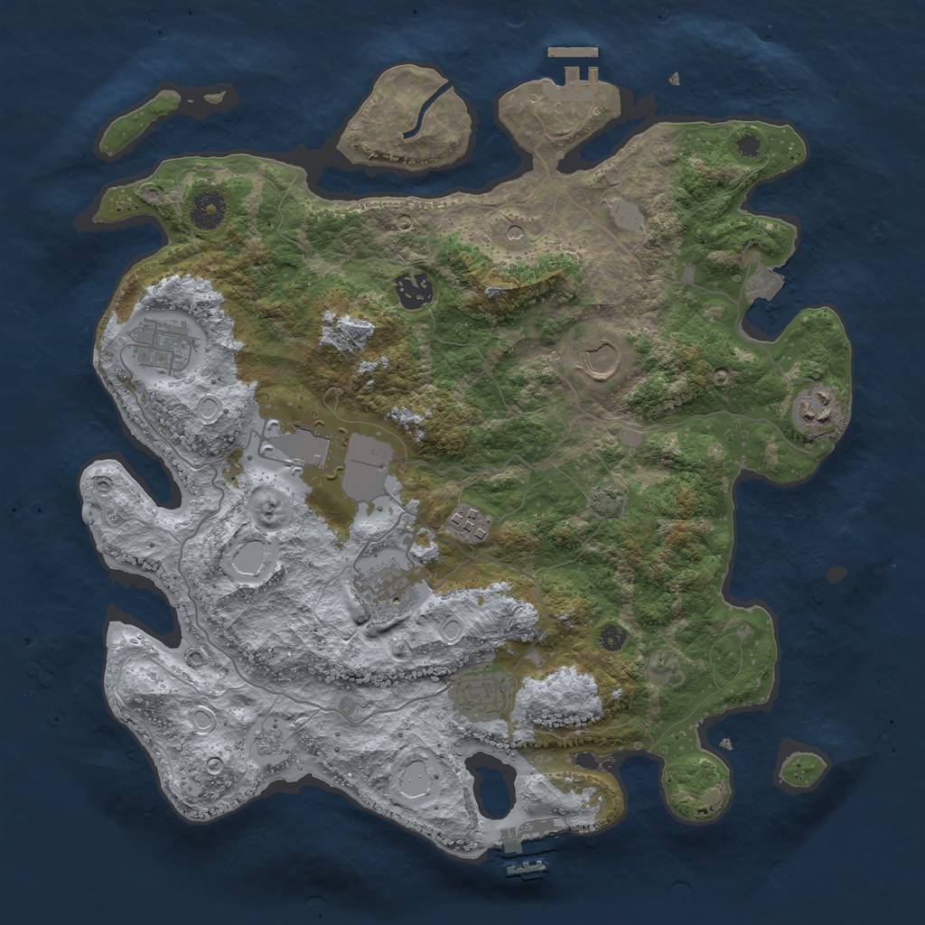 Rust Map: Procedural Map, Size: 3700, Seed: 1495550563, 16 Monuments