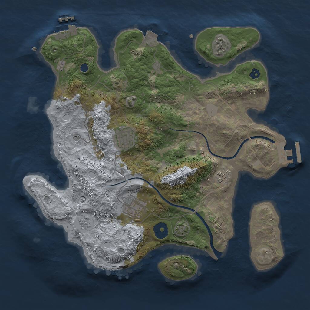 Rust Map: Procedural Map, Size: 3000, Seed: 1455507402, 9 Monuments