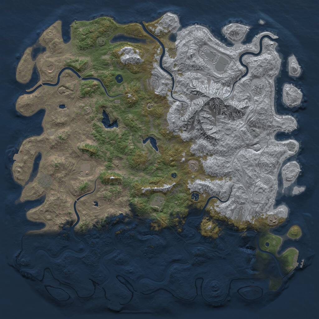 Rust Map: Procedural Map, Size: 6000, Seed: 435346354, 17 Monuments