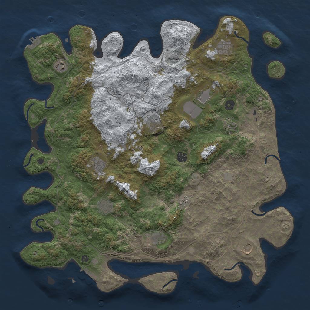 Rust Map: Procedural Map, Size: 4500, Seed: 714555, 20 Monuments