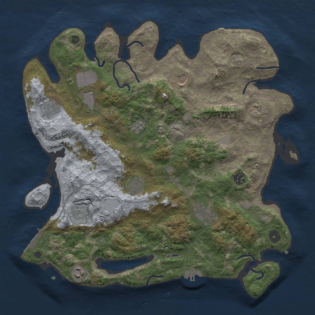 Rust Map: Procedural Map, Size: 3950, Seed: 1628523264, 18 Monuments