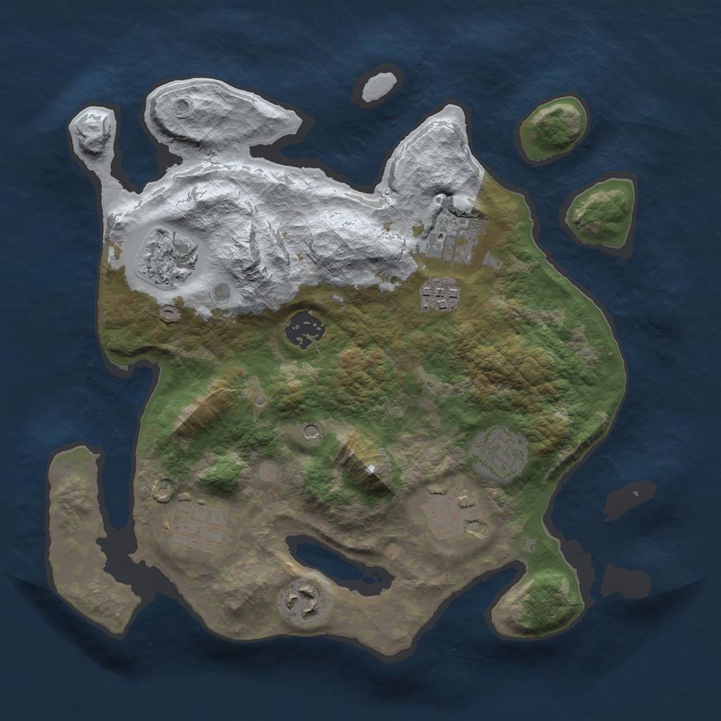 Rust Map: Barren, Size: 3000, Seed: 2654, 11 Monuments