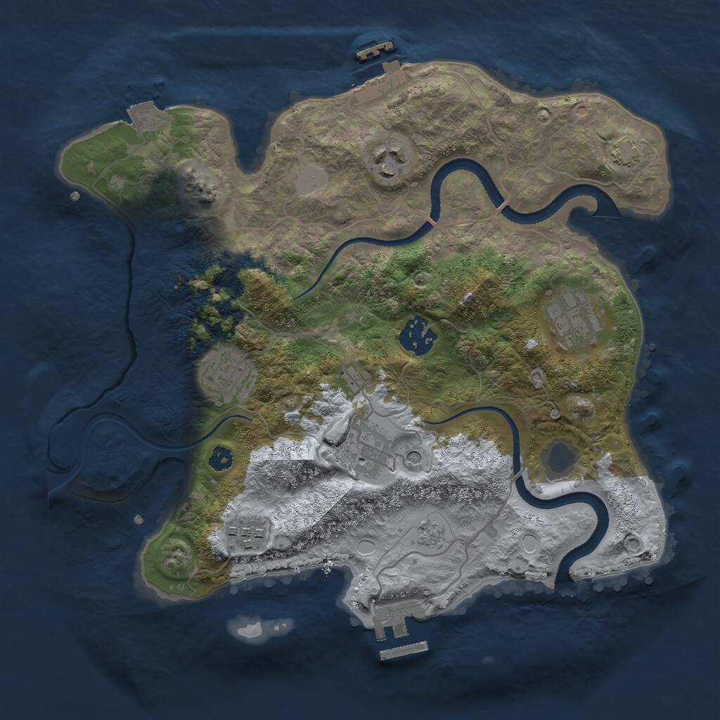 Rust Map: Procedural Map, Size: 3000, Seed: 553251951, 12 Monuments