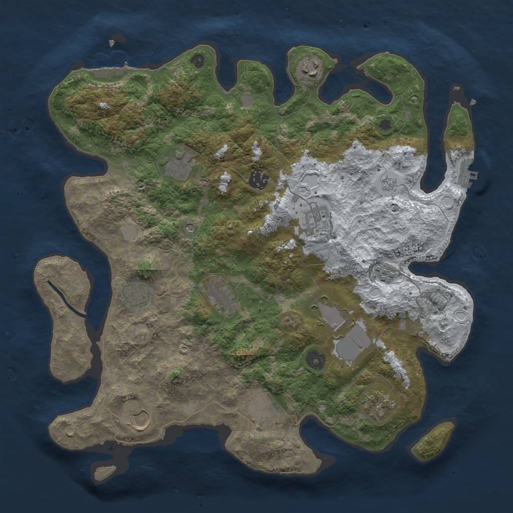 Rust Map: Procedural Map, Size: 3850, Seed: 761818894, 20 Monuments
