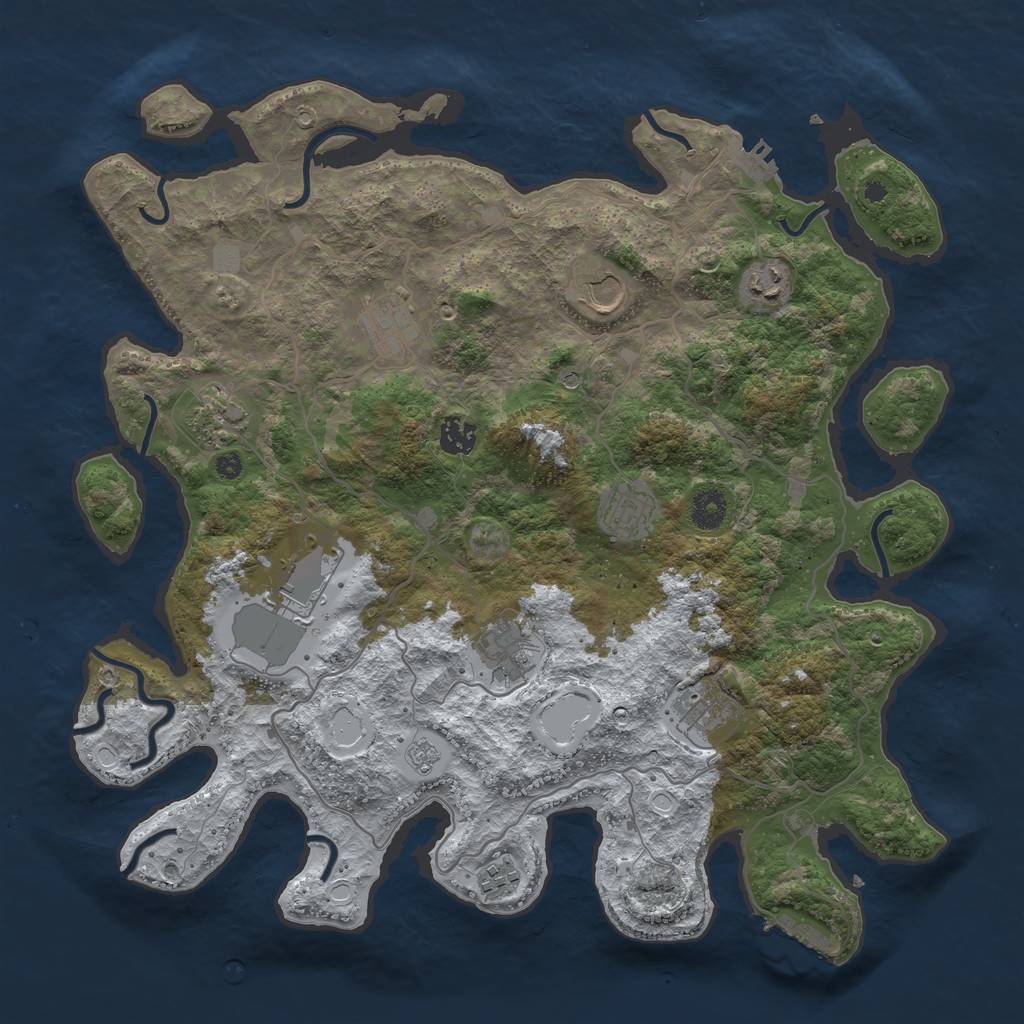 Rust Map: Procedural Map, Size: 4000, Seed: 223349, 19 Monuments