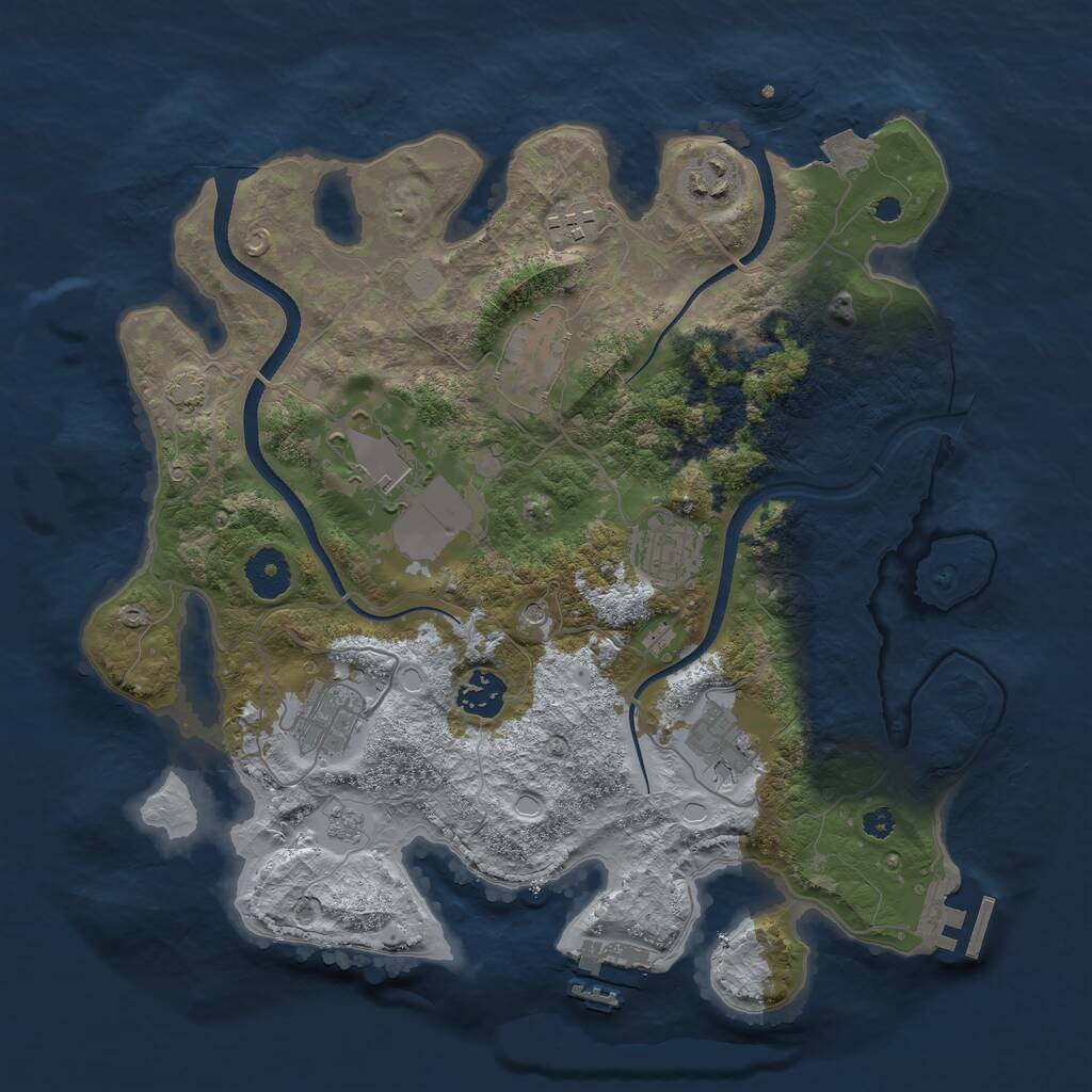 Rust Map: Procedural Map, Size: 3500, Seed: 601853781, 14 Monuments
