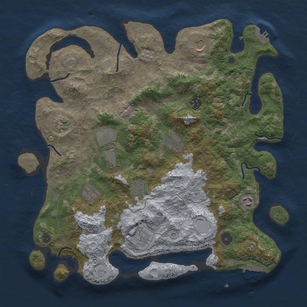 Rust Map: Procedural Map, Size: 4000, Seed: 122087001, 19 Monuments