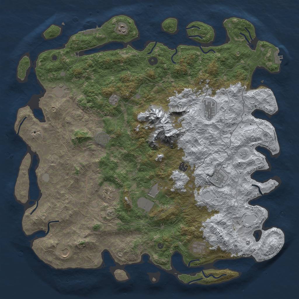 Rust Map: Procedural Map, Size: 5000, Seed: 50910495, 20 Monuments