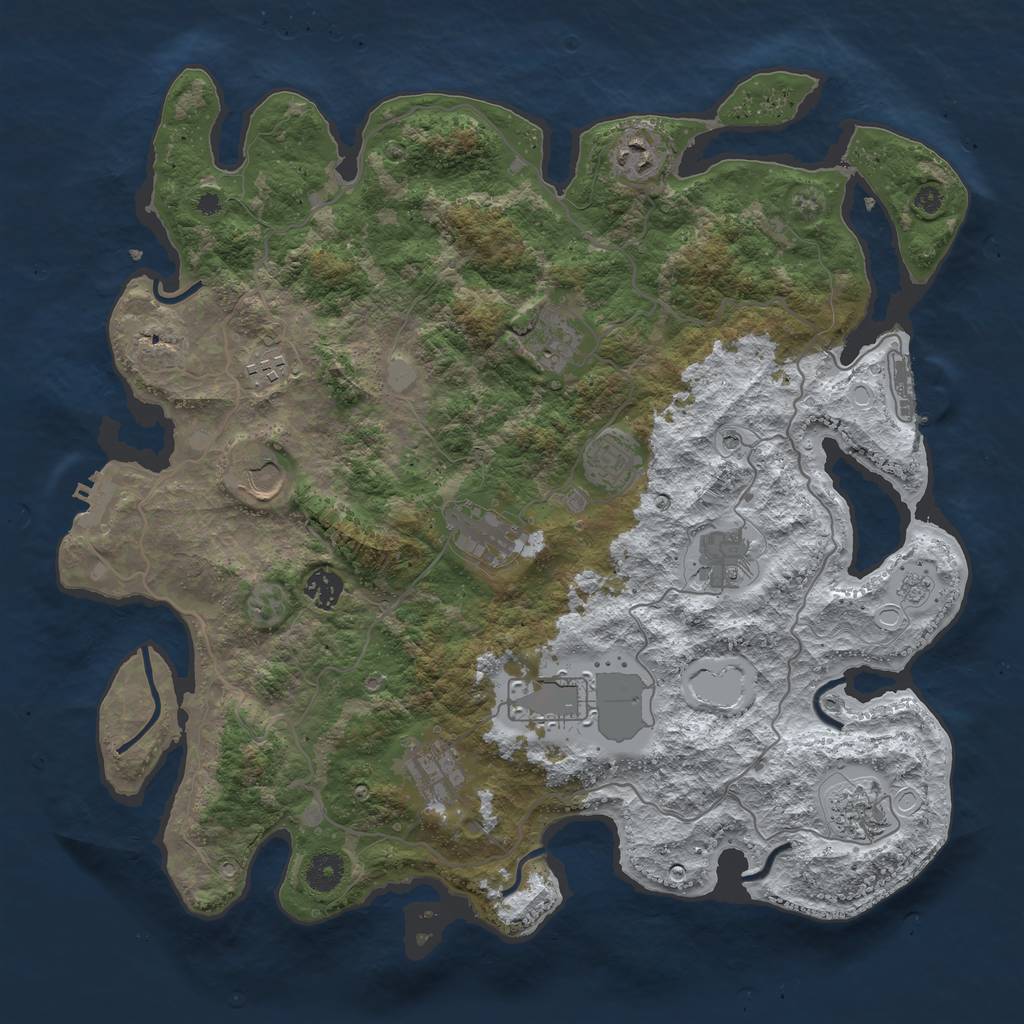 Rust Map: Procedural Map, Size: 4000, Seed: 966, 20 Monuments