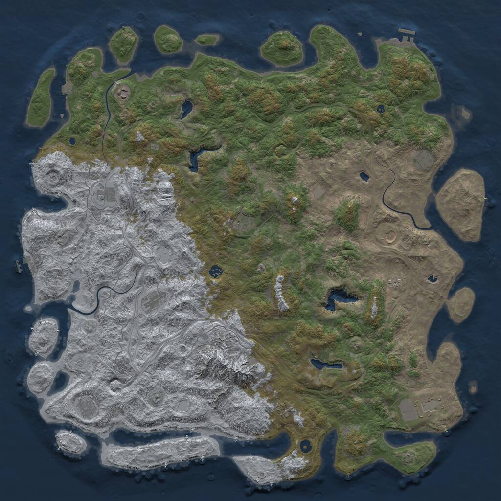 Rust Map: Procedural Map, Size: 6000, Seed: 57, 17 Monuments