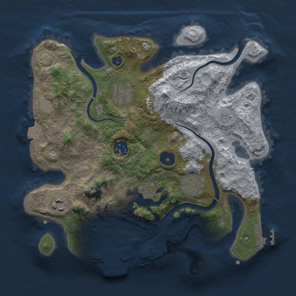Rust Map: Procedural Map, Size: 3000, Seed: 105320406, 11 Monuments