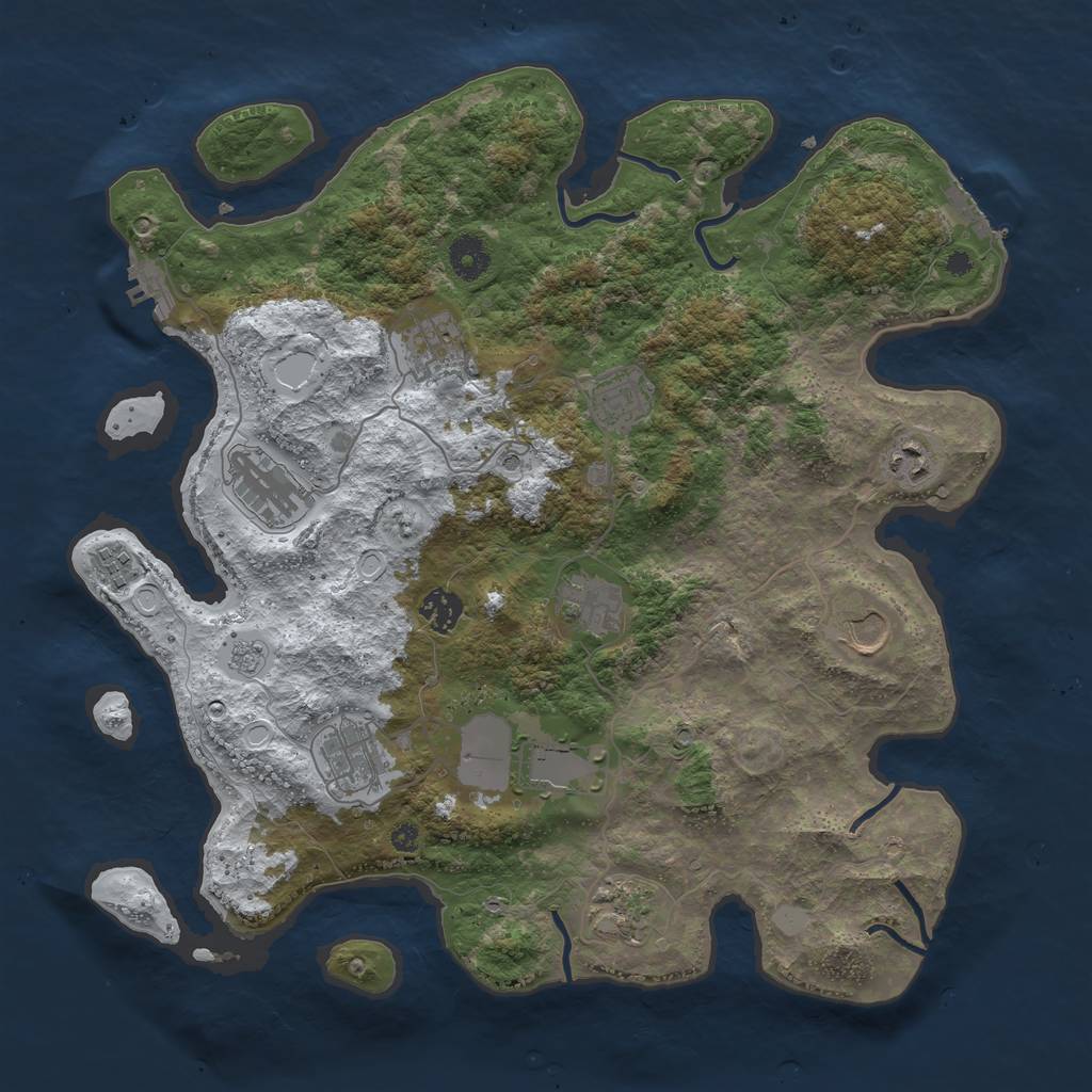 Rust Map: Procedural Map, Size: 3850, Seed: 845652824, 20 Monuments
