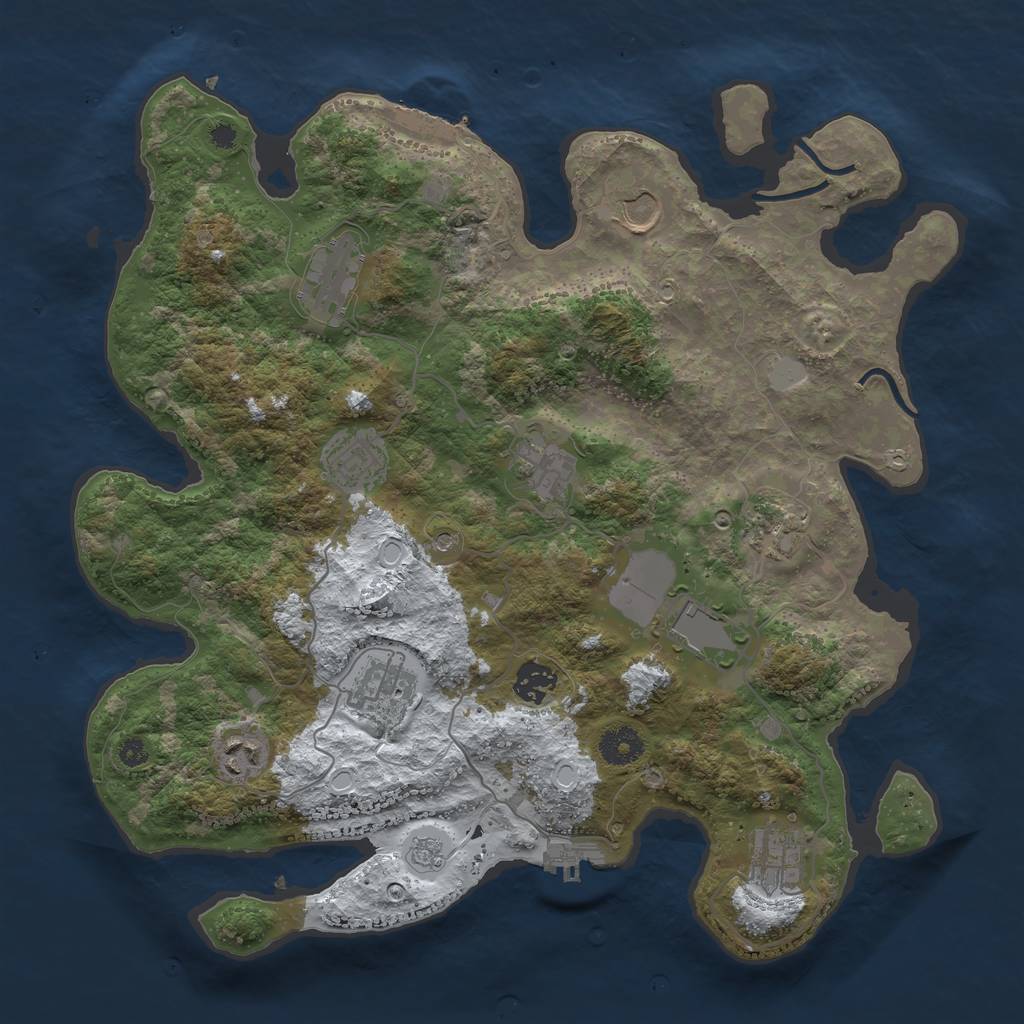 Rust Map: Procedural Map, Size: 3700, Seed: 216162, 19 Monuments