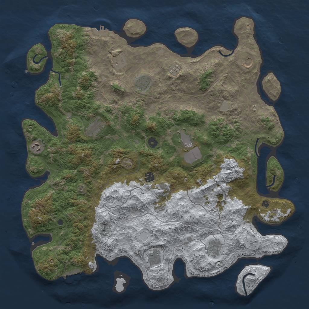 Rust Map: Procedural Map, Size: 4600, Seed: 2145555443, 19 Monuments