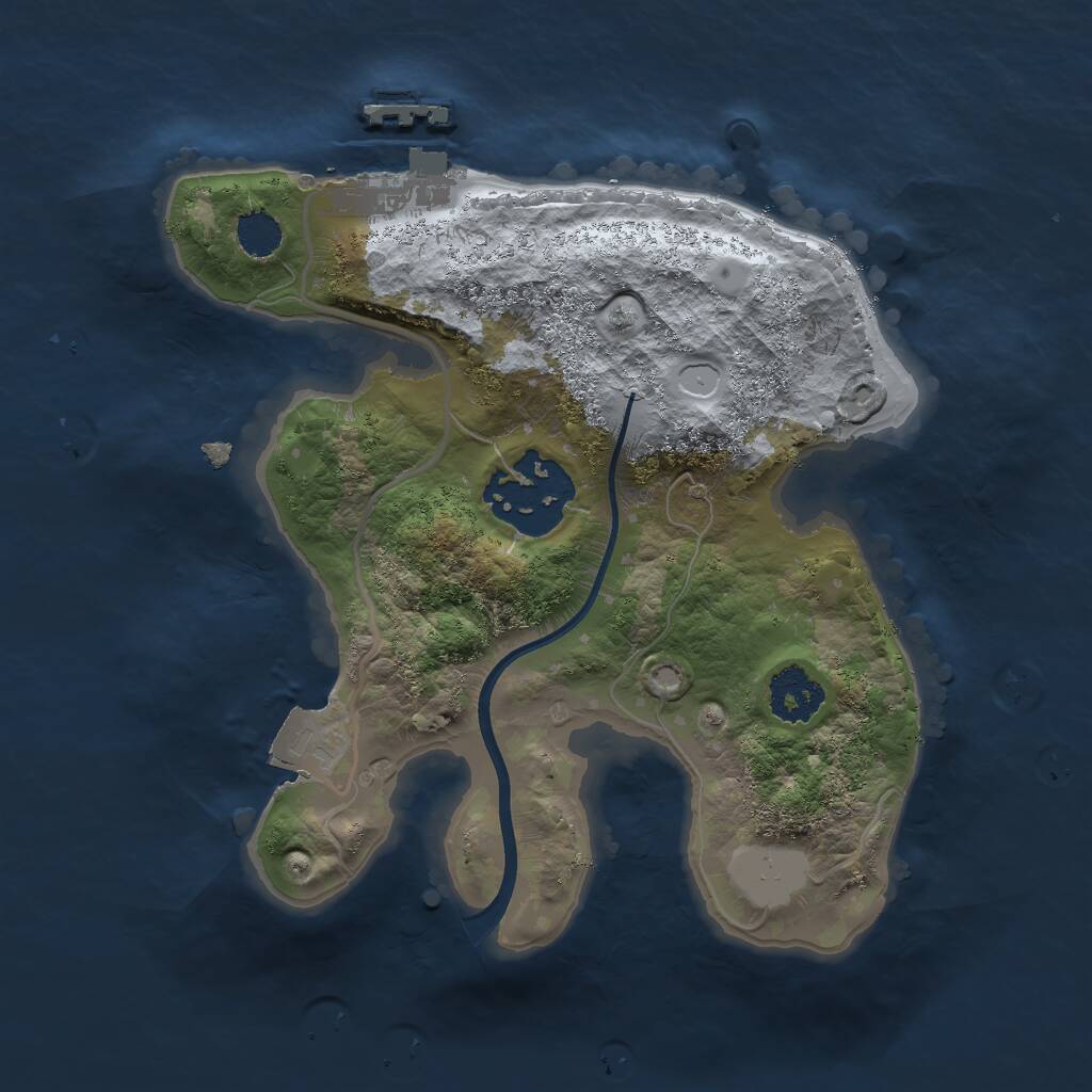 Rust Map: Procedural Map, Size: 2000, Seed: 1244, 3 Monuments