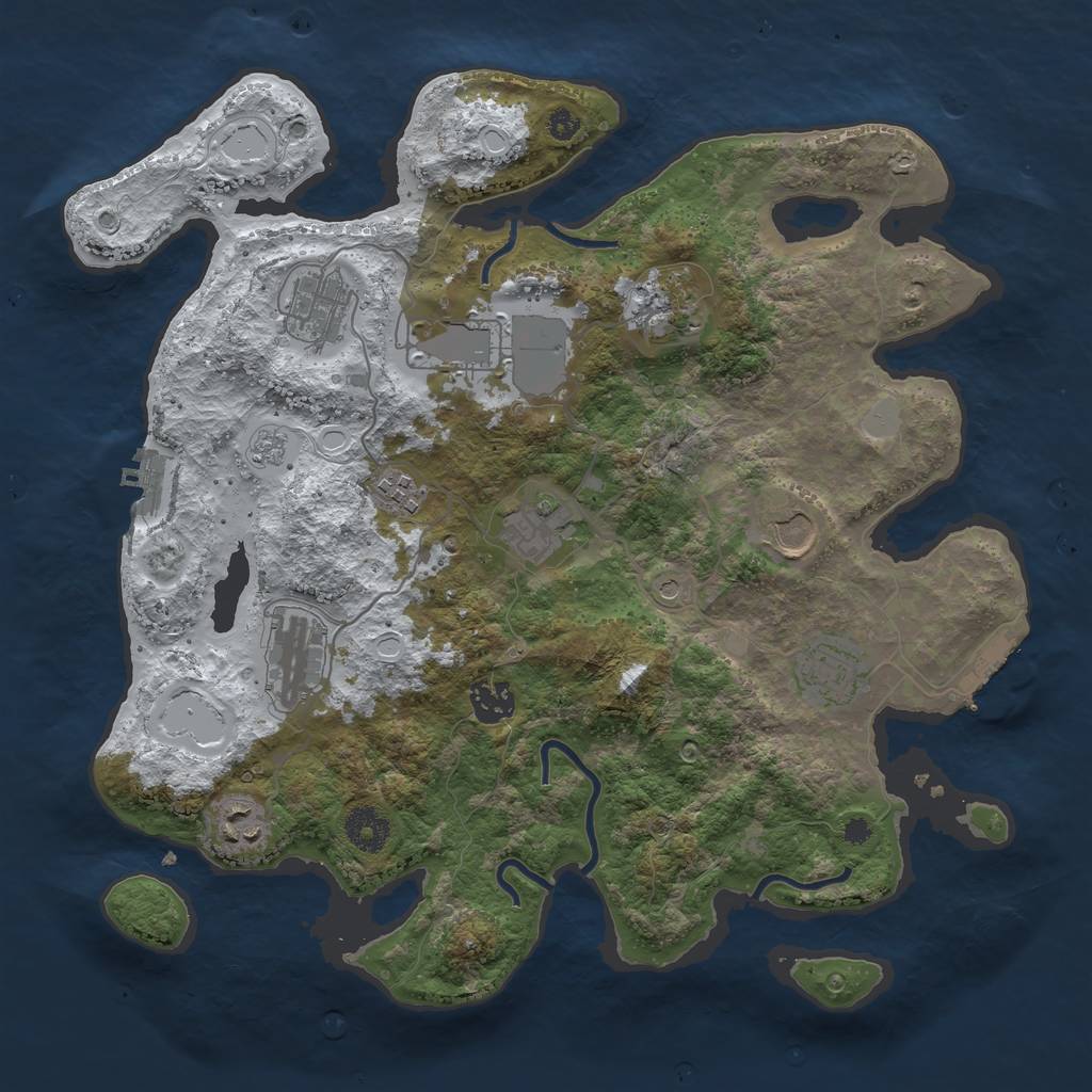 Rust Map: Procedural Map, Size: 3600, Seed: 593, 19 Monuments