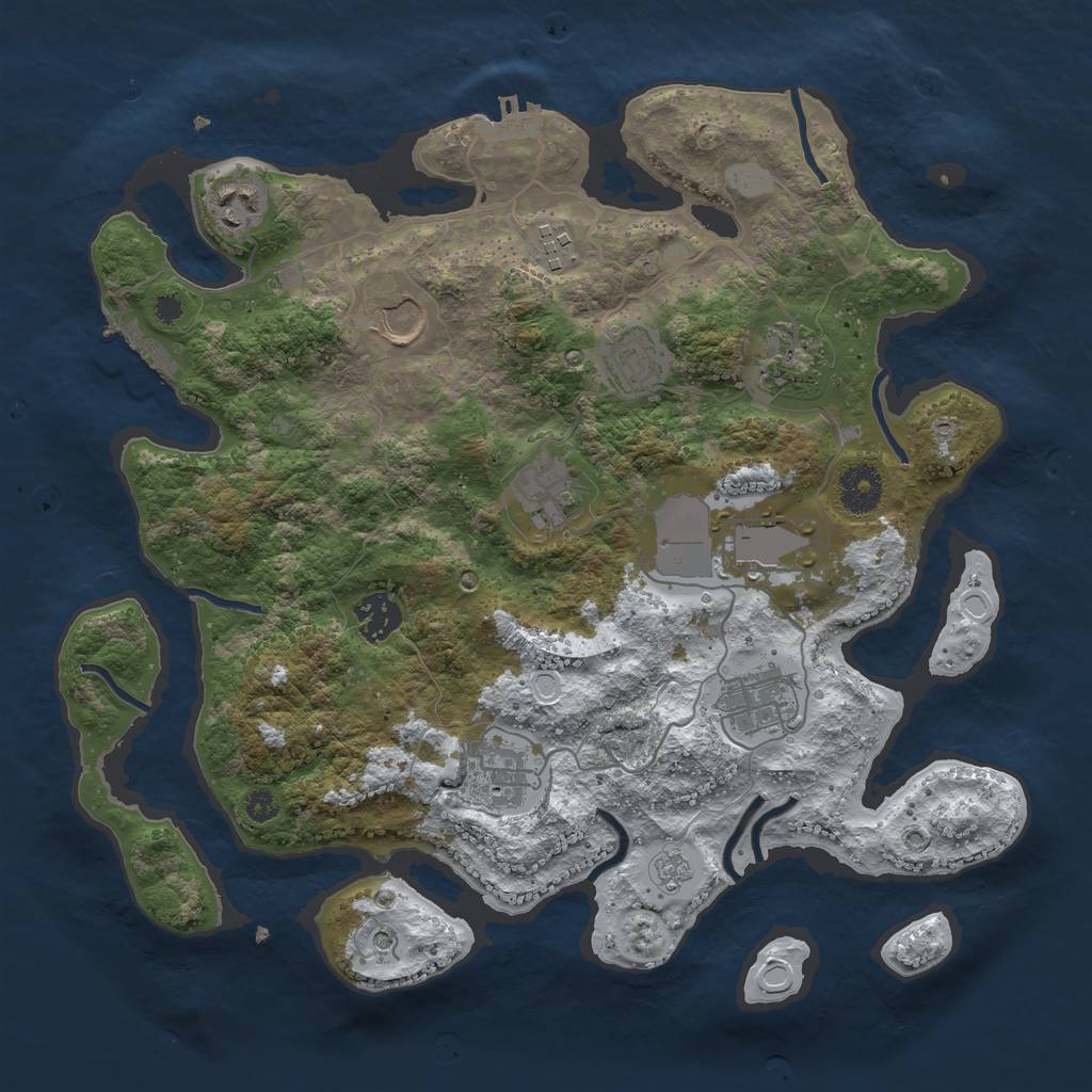 Rust Map: Procedural Map, Size: 3500, Seed: 30450, 19 Monuments