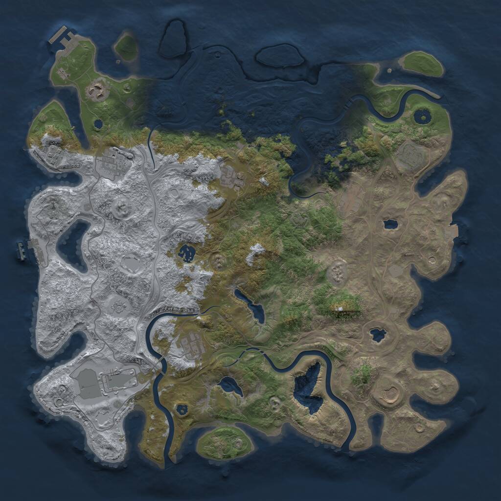 Rust Map: Procedural Map, Size: 4500, Seed: 1862734243, 16 Monuments