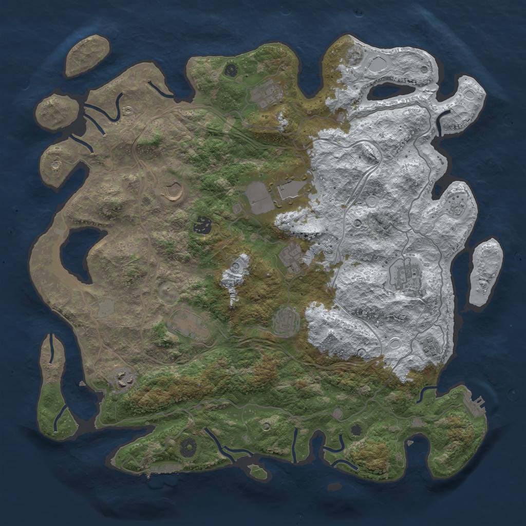 Rust Map: Procedural Map, Size: 4250, Seed: 1833777034, 19 Monuments
