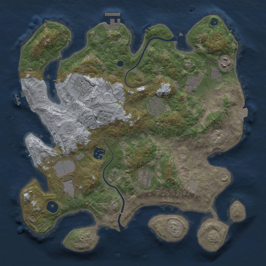 Rust Map: Procedural Map, Size: 3500, Seed: 100058930, 14 Monuments