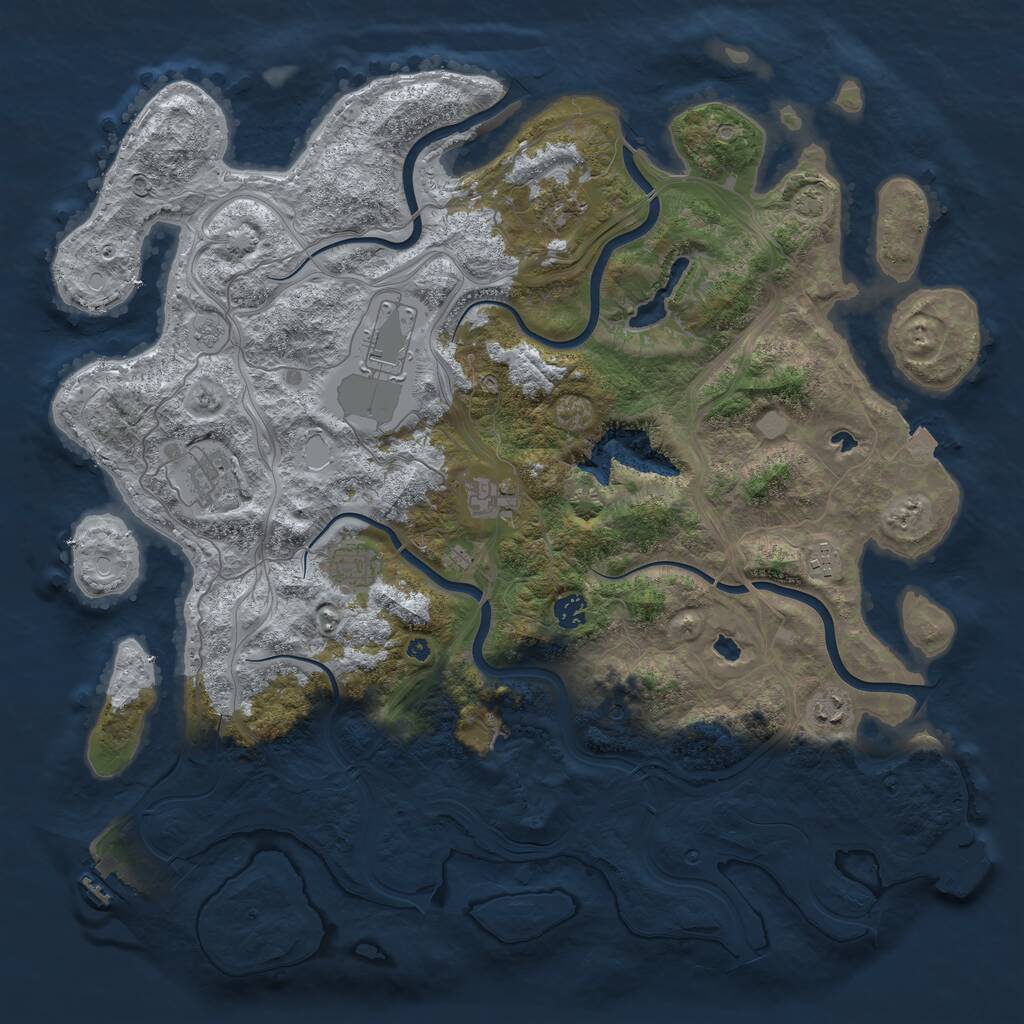 Rust Map: Procedural Map, Size: 4500, Seed: 63554043, 14 Monuments